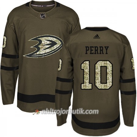 Män Ishockey Anaheim Ducks Tröja Corey Perry 10 Adidas 2017-2018 Camo Grön Authentic